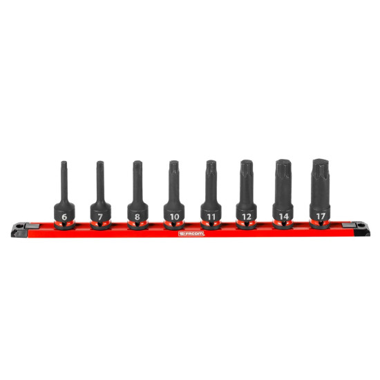 FACOM NSH.GRP.J8PB: Σετ 8 τεμαχίων με Καρυδάκια 1/2" OGV® GRIP σε Μεταλλική Ράγα