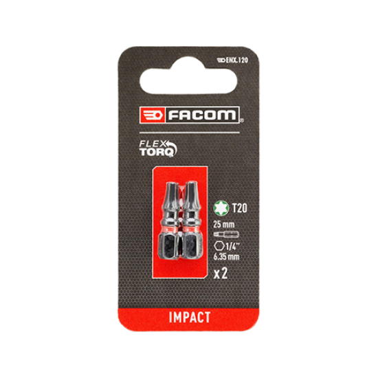 Μύτες Torx Impact Flextorq, 25mm καρέ 1/4", 2 τεμάχια (T20, T25, T30, T40) FACOM 